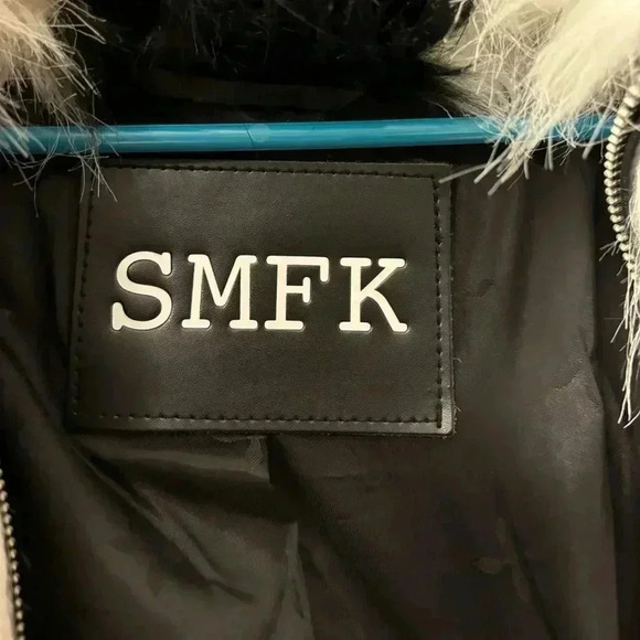 SMFK Chessboard Faux Fur Bomber Jacket - Picture 7 of 13